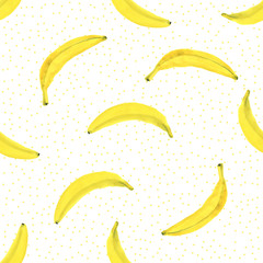 Bananas. Seamless Tropical pattern, watercolor hand drawn illustration