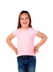 Obraz premium Happy small girl with long straight hair