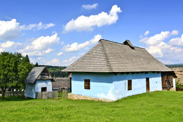 Fototapeta na wymiar Old rural house, Museum of Ukrainian village, Svidnik, Slovakia