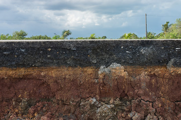 The layers of road.