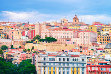 Fototapeta premium Cityscape of old center of Cagliari