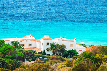 Houses at Mediterranian Sea in Capo Testa Sardinia