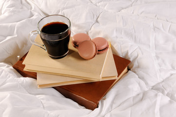 Morning cup of coffee and Macaroons cake