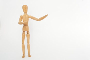 A wooden dummy shows to the right. On a white background.