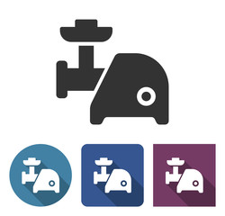Electric meat chopper icon in different variants with long shadow
