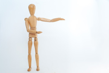 A wooden dummy shows to the right. On a white background.