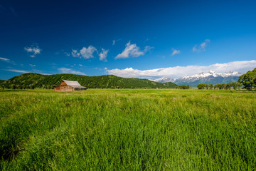 Old barn in Grand Teton Mountains