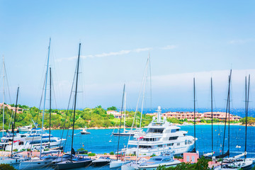 Luxury yachts in marina of Porto Cervo Sardina