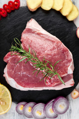 Raw pork meat with spice ingredient