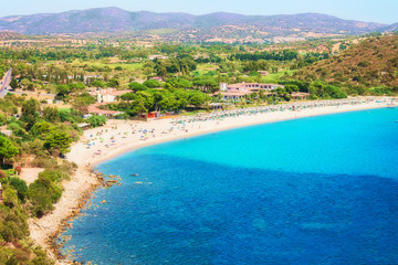 Beach at Villasimius in Mediterranean sea South Sardinia