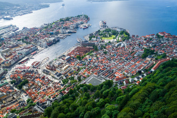 Fototapeta premium Bergen is a city and municipality in Hordaland on the west coast of Norway. Bergen is the second-largest city in Norway.