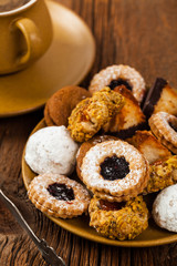 Homemade European Bakery Style Cookies Variety Flavors. Selective focus.