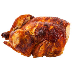 Grilled Whole Chicken Isolated on white background. Selective focus.