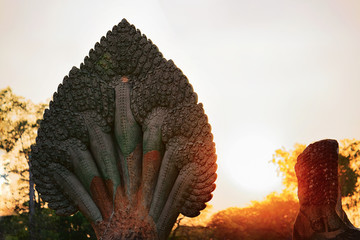 Statues at Angkor Wat temple complex Siem Reap
