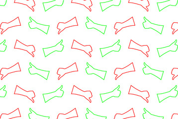 Hand - thumb up - thumbs down - vector pattern - green and red