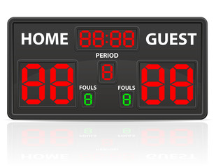 Obraz premium ilustracja wektorowa cyfrowej tablicy wyników sportowych koszykówki