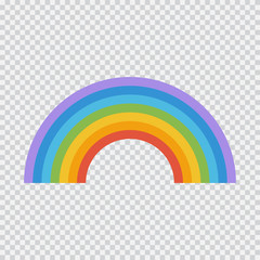 Rainbow vector flat icon isolated on transparent background.