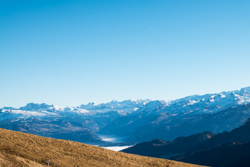 Beautiful view from top of Rigi Kulm mountain in Switzerland.