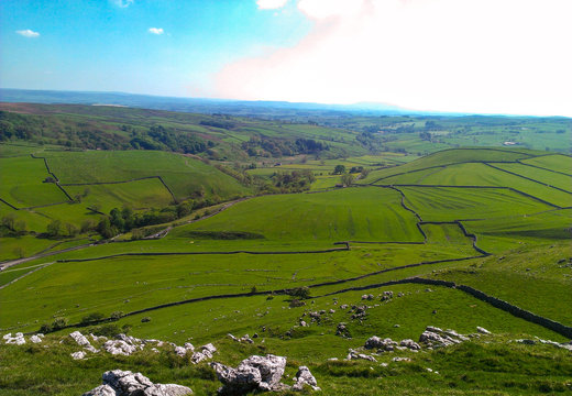 Green rolling farm hills of Yorkshire - England