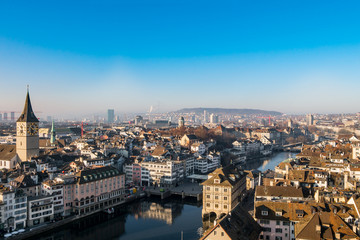 Fototapeta na wymiar Downtown of Zurich city center at sunny day.