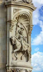 Fototapeta na wymiar Carving of Templar on Spanish Church