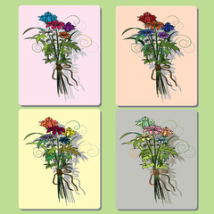 Bouquet of wild flowers greeting card with frame