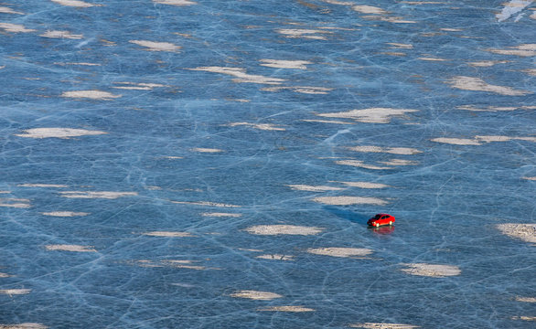 Car Driving On Frozen Lake Khuvsgul