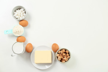 Products on white background. Cooking master classes