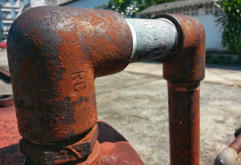 Old water pipe is rusty