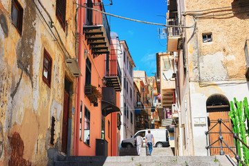 Fototapeta na wymiar Cozy street in Monreale town Sicily