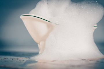 Bathing bath filled with foam