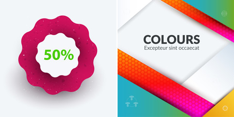 Set of modern design abstract templates. Creative business background with colourful soft waves for promotion