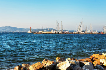 Yacht in Mediterranean sea in Cote Azur in France