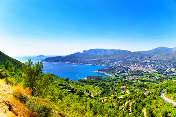 Fototapeta premium Calanques in Mediterranean sea in Cote Azur in France