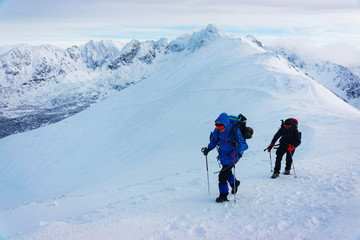 People climbing on Kasprowy Wierch of Zakopane Tatras Poland