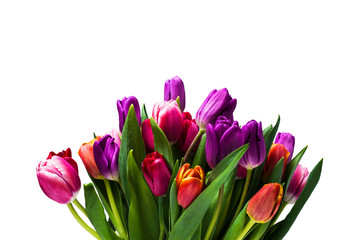Bouquet with colorful tulips