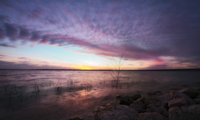 Colorful Sunset Over the Lake