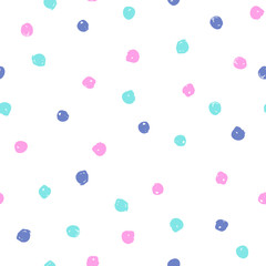 Bright paint dots background. Vector hand drawn seamless pattern