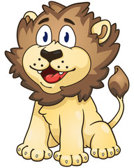 Cartoon lion. Vector clip art illustration with simple gradients.