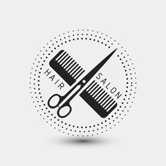 Scissors comb logo vector hair salon illustration