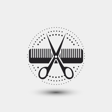 Hair salon logo scissors comb vector illustration