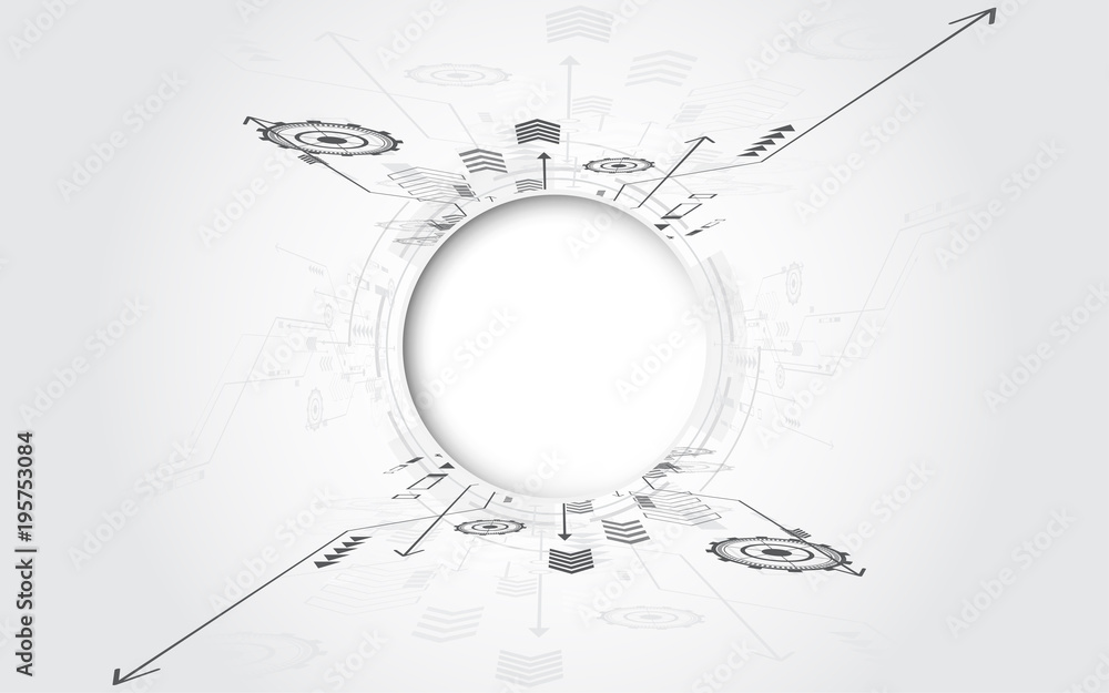 Wall mural grey white abstract technology background with various technology elements