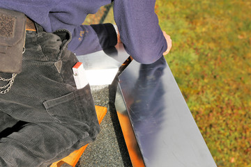 Plumbing work on a flat roof