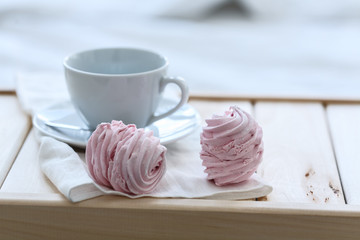 good mornind. cup of coffee in bed