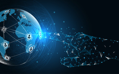 Global network connection ,hand touch the future vector  concept