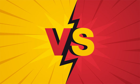 Versus screen. Fight backgrounds against each other, Yellow vs red.