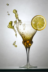 glass, spray, bottle, lemon