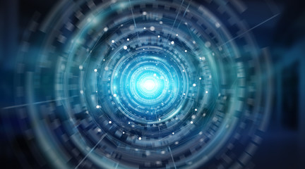 Digital network connection interface 3D rendering