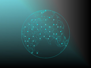 Point, line, surface composition of the world map. - Illustration