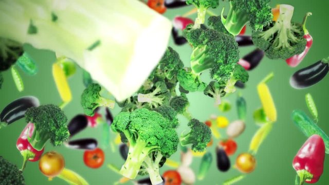 Falling Broccoli Background, with Alpha Channel, Loop, 4k
